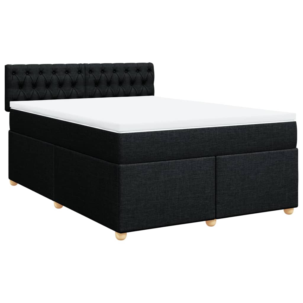 kontinentalseng med madras 140x190 cm stof sort