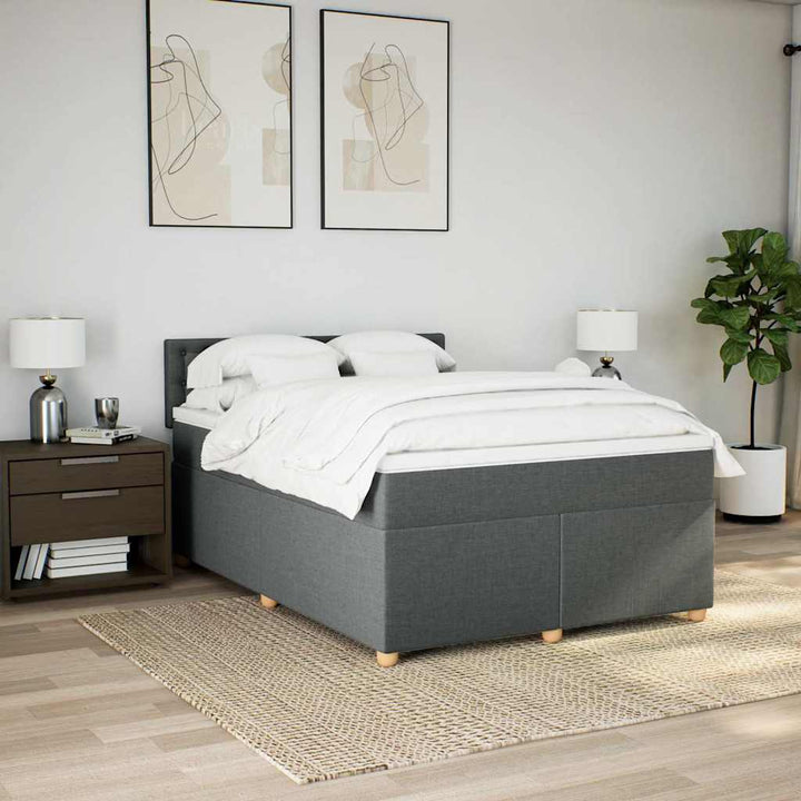 kontinentalseng med madras 140x190 cm stof mørkegrå
