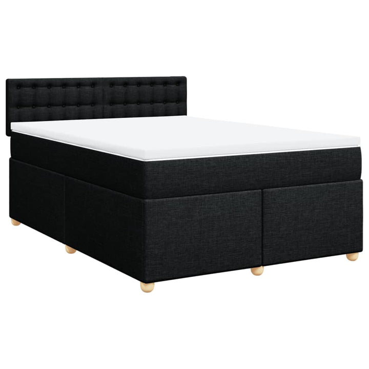 kontinentalseng med madras 140x190 cm stof sort
