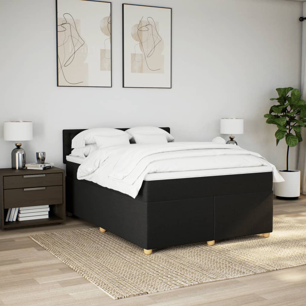 kontinentalseng med madras 140x190 cm stof sort