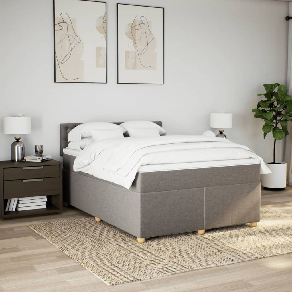 kontinentalseng med madras 140x190 cm stof gråbrun