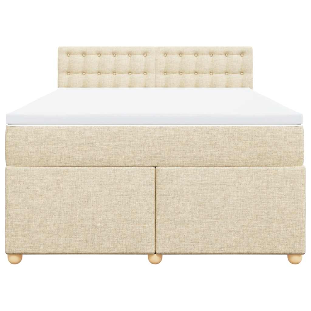 kontinentalseng med madras 140x190 cm stof cremefarvet