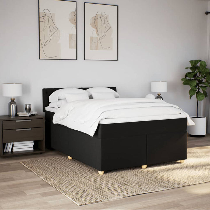 kontinentalseng med madras 140x200 cm stof sort