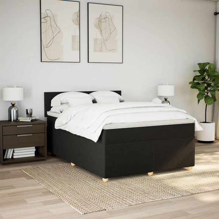 kontinentalseng med madras 160x200 cm stof sort