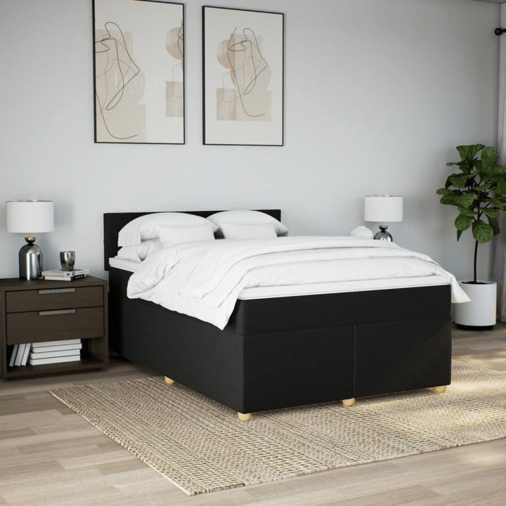 kontinentalseng med madras 160x200 cm stof sort