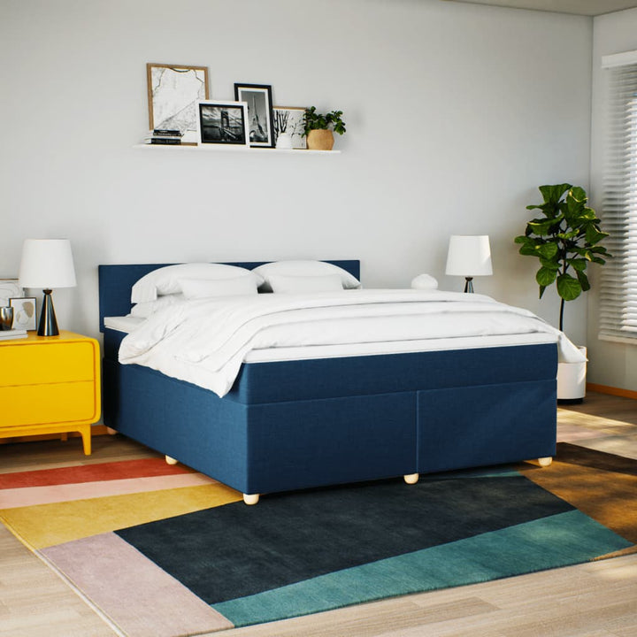 kontinentalseng med madras 180x200 cm stof blå