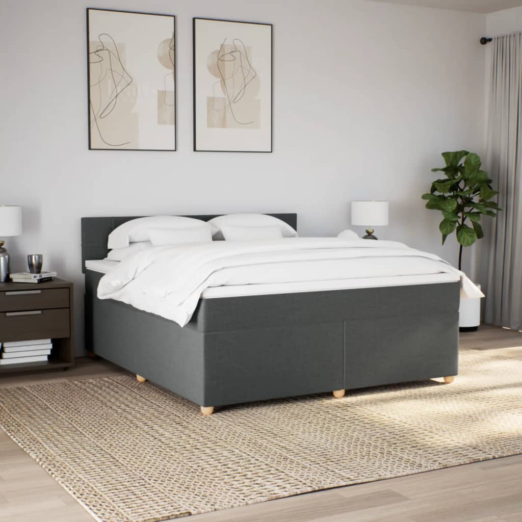 kontinentalseng med madras 180x200 cm stof mørkegrå