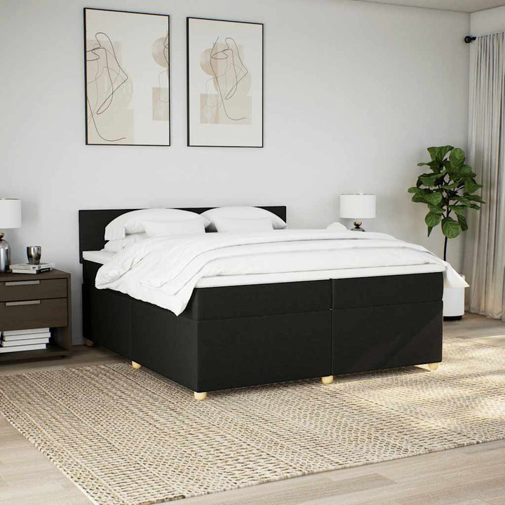kontinentalseng med madras 200x200 cm stof sort