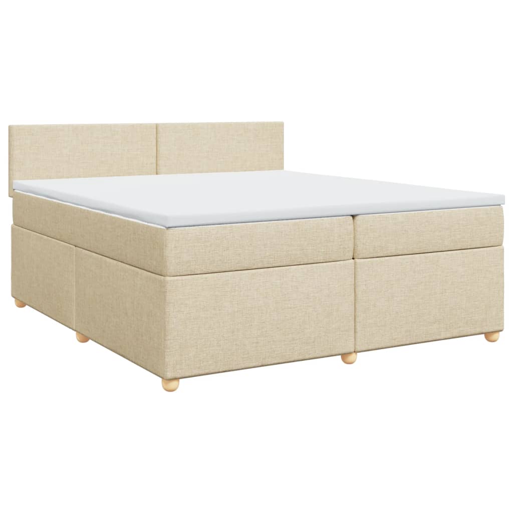 kontinentalseng med madras 200x200 cm stof cremefarvet