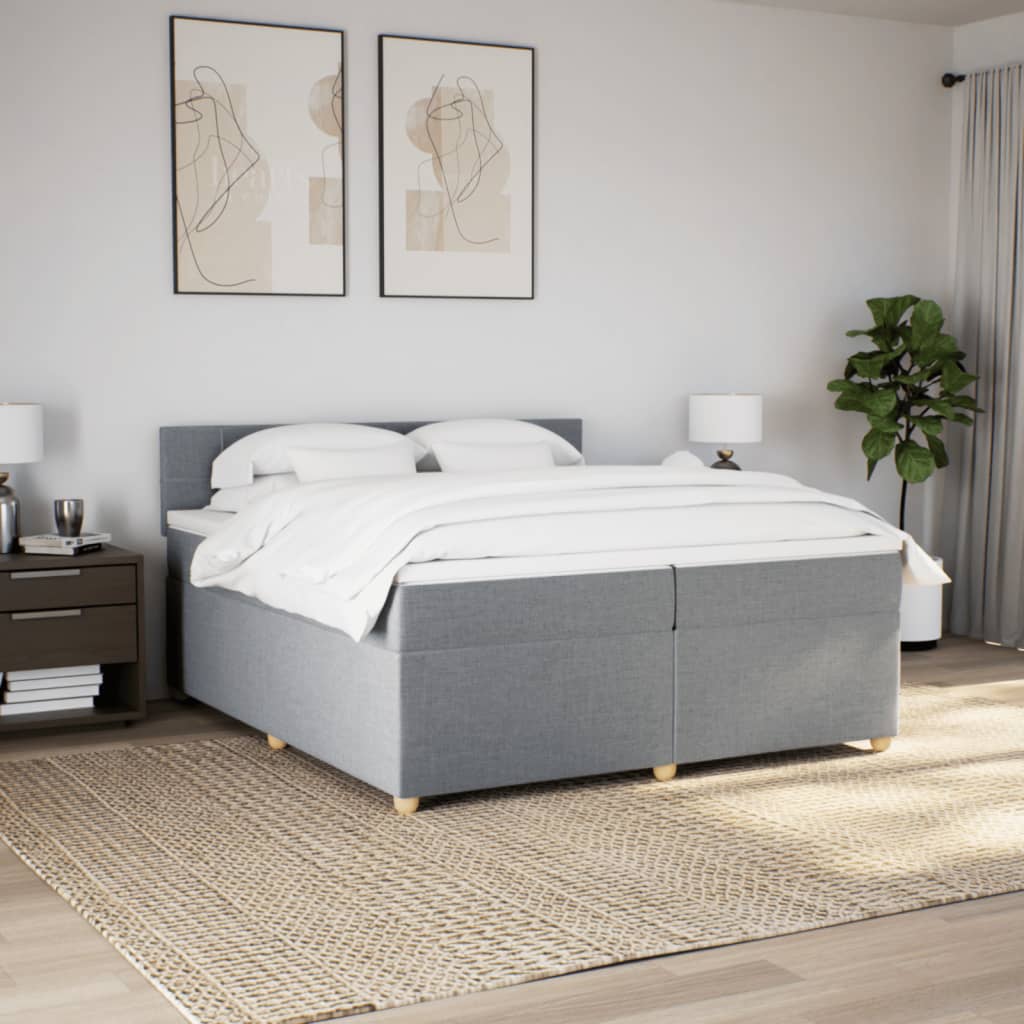 kontinentalseng med madras 200x200 cm stof lysegrå