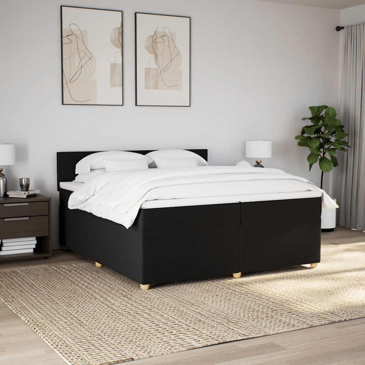 kontinentalseng med madras 200x200 cm stof sort