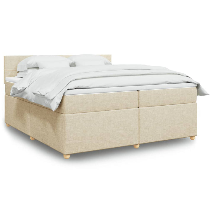 kontinentalseng med madras 200x200 cm stof cremefarvet