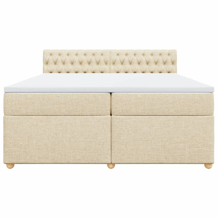 kontinentalseng med madras 200x200 cm stof cremefarvet