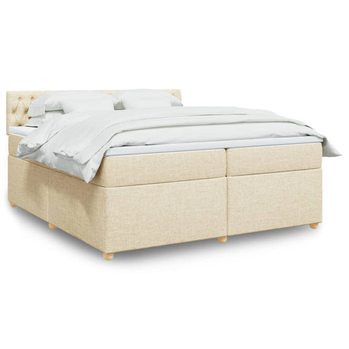 kontinentalseng med madras 200x200 cm stof cremefarvet