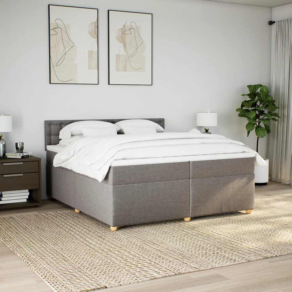 kontinentalseng med madras 200x200 cm stof gråbrun