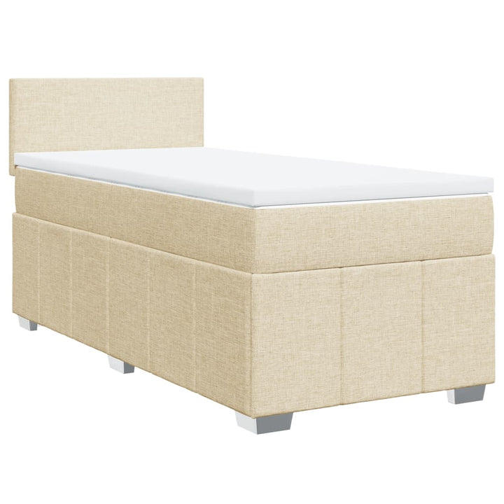 kontinentalseng med madras 90x190 cm stof cremefarvet