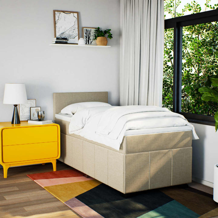 kontinentalseng med madras 90x190 cm stof cremefarvet