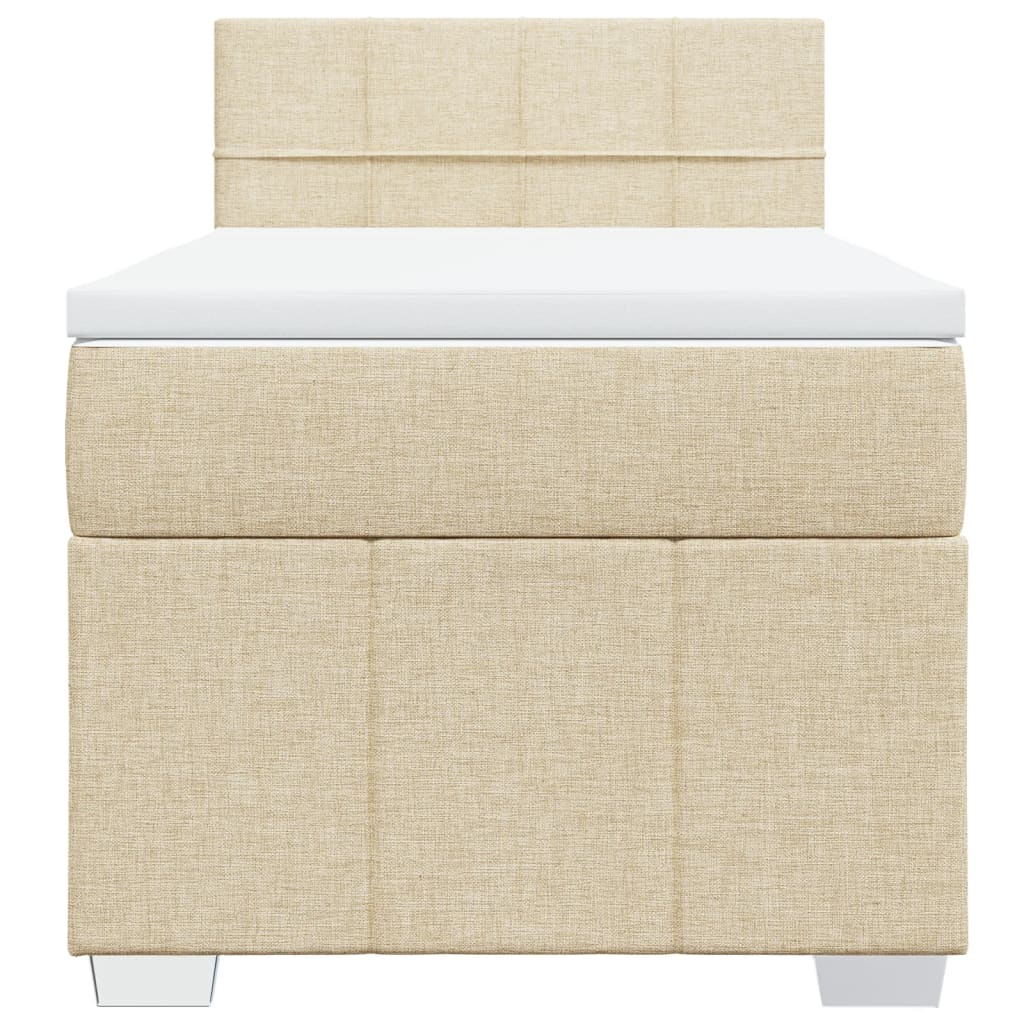 kontinentalseng med madras 90x190 cm stof cremefarvet