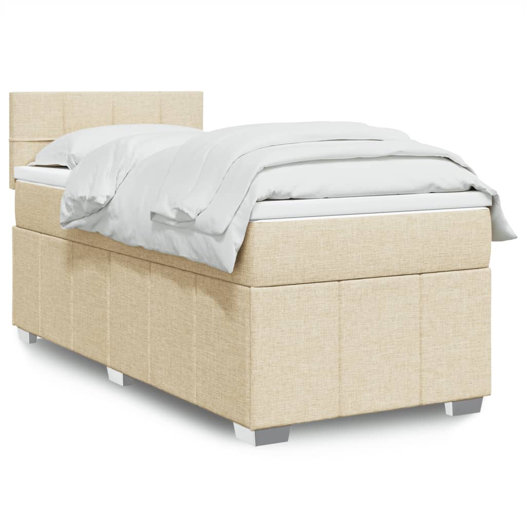 kontinentalseng med madras 90x190 cm stof cremefarvet