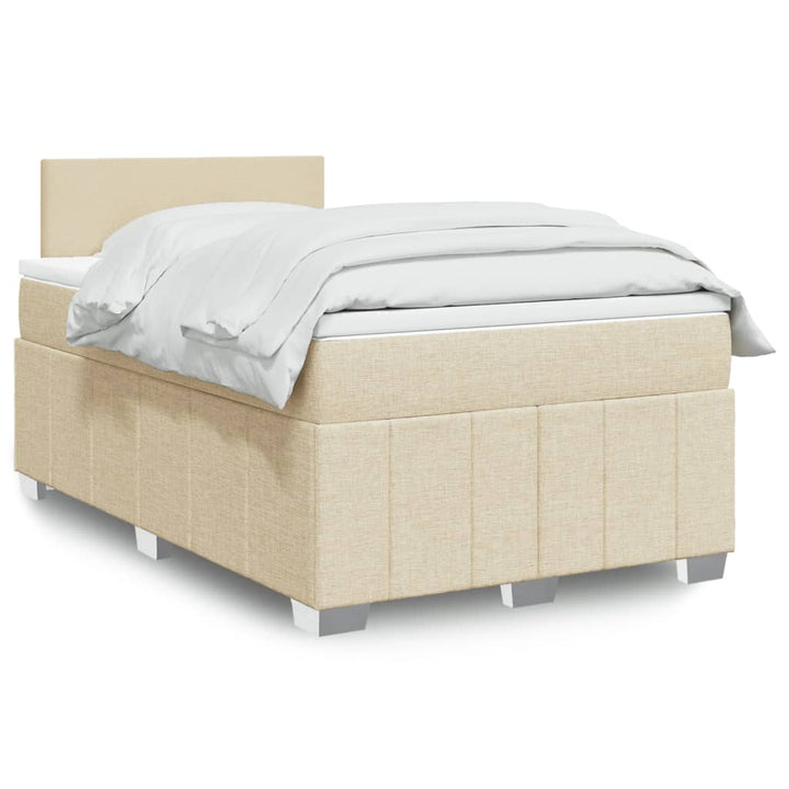 kontinentalseng med madras 120x190 cm stof cremefarvet