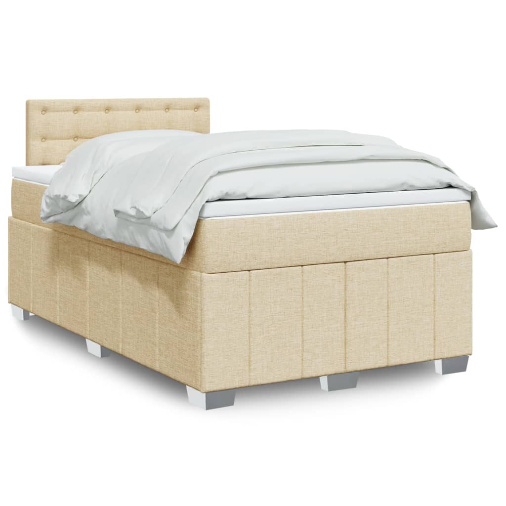 kontinentalseng med madras 120x190 cm stof cremefarvet