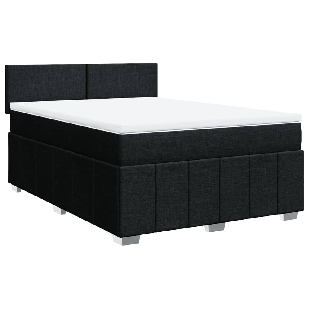 kontinentalseng med madras 140x190 cm stof sort