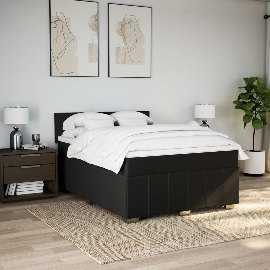 kontinentalseng med madras 140x190 cm stof sort
