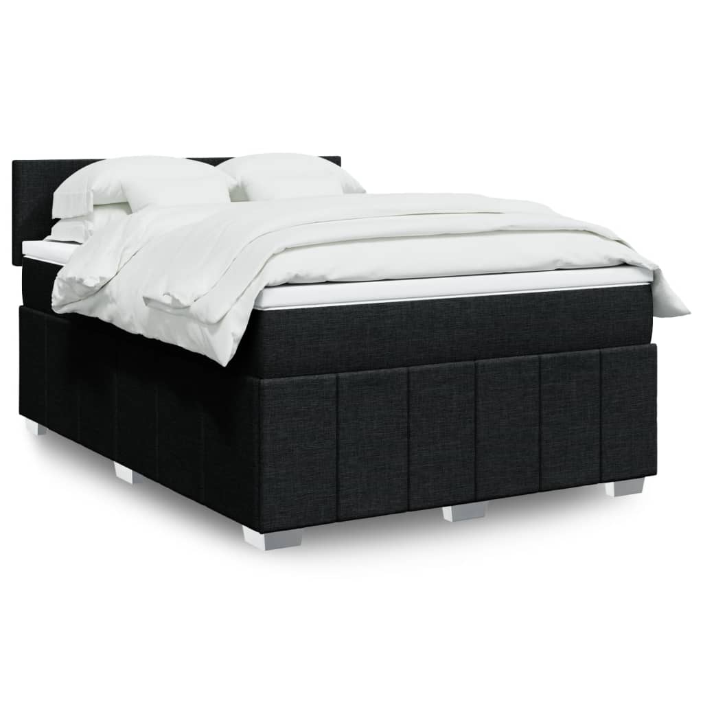 kontinentalseng med madras 140x190 cm stof sort