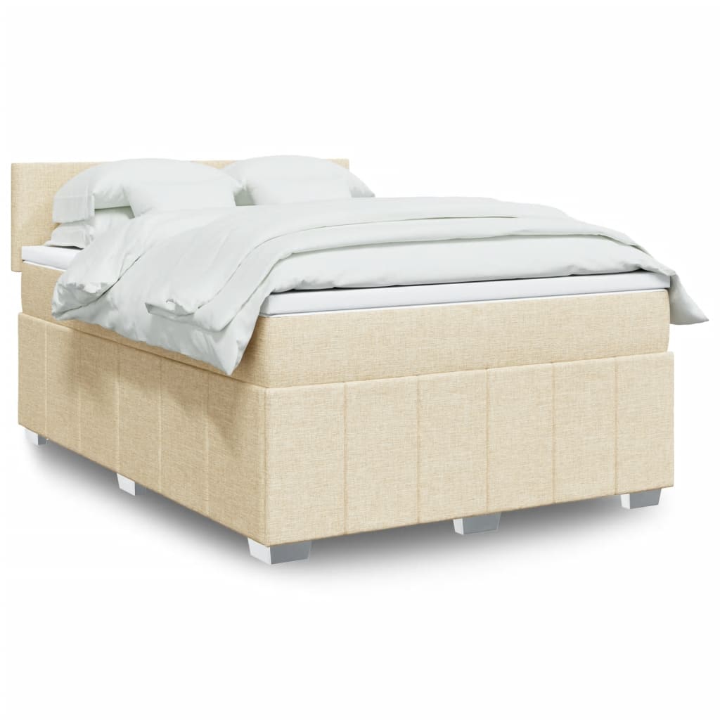 kontinentalseng med madras 140x190 cm stof cremefarvet