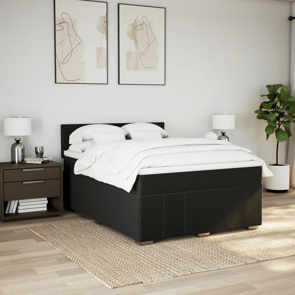kontinentalseng med madras 140x190 cm stof sort