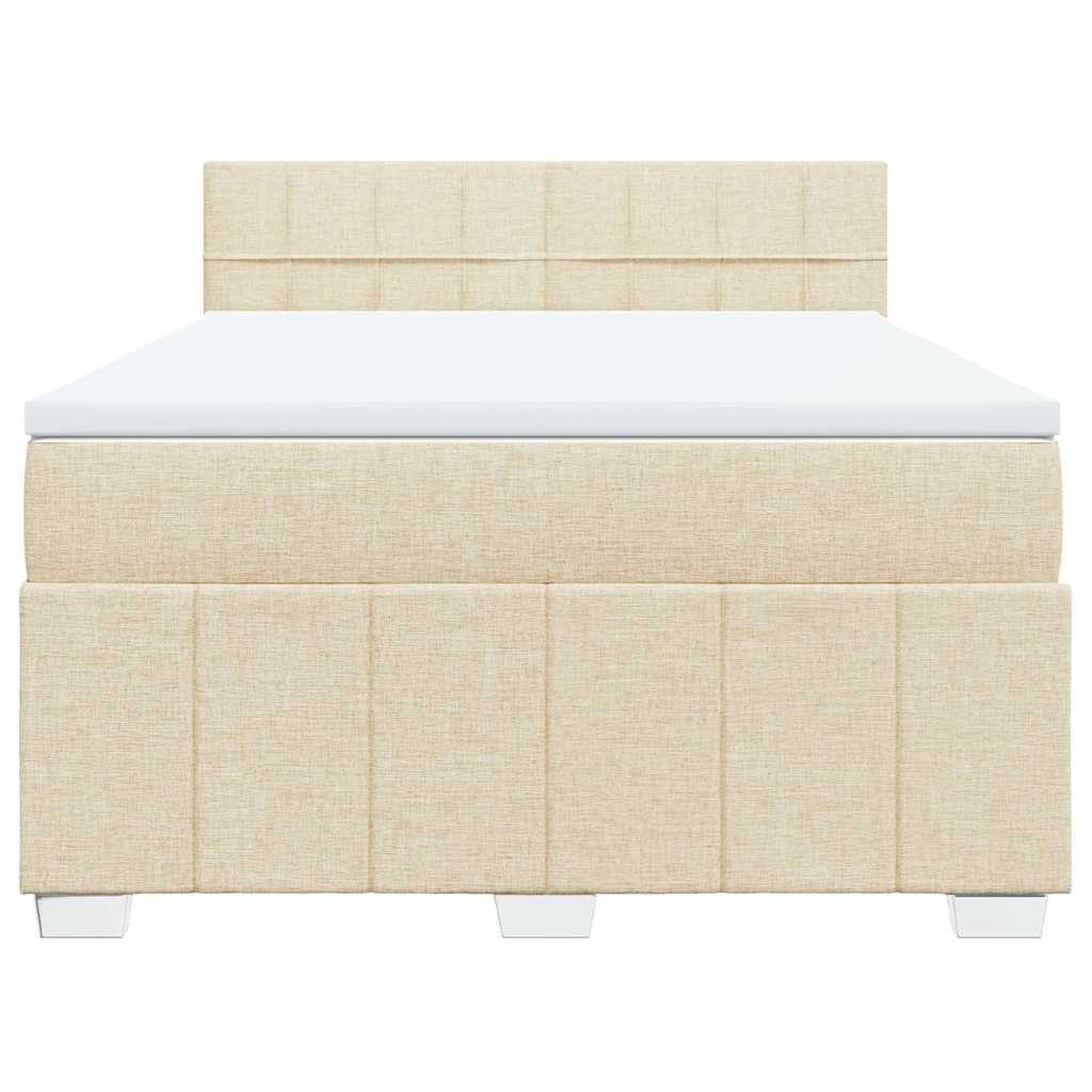 kontinentalseng med madras 140x190 cm stof cremefarvet