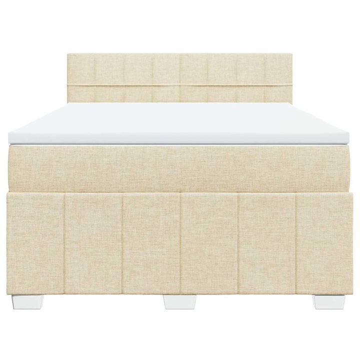 kontinentalseng med madras 140x190 cm stof cremefarvet