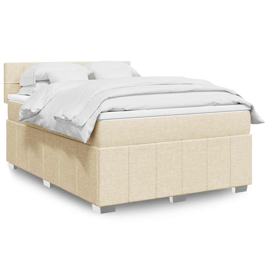 kontinentalseng med madras 140x190 cm stof cremefarvet