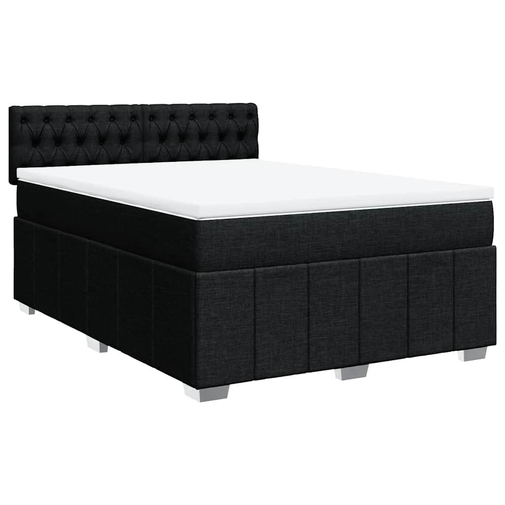 kontinentalseng med madras 140x190 cm stof sort