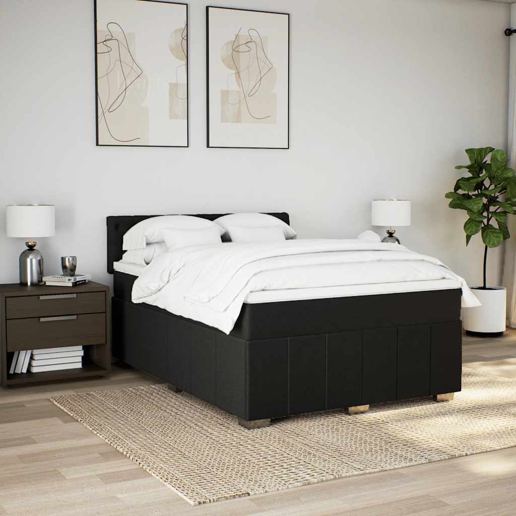 kontinentalseng med madras 140x190 cm stof sort