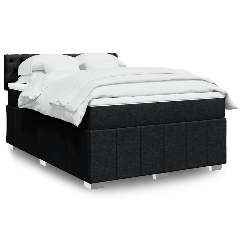 kontinentalseng med madras 140x190 cm stof sort