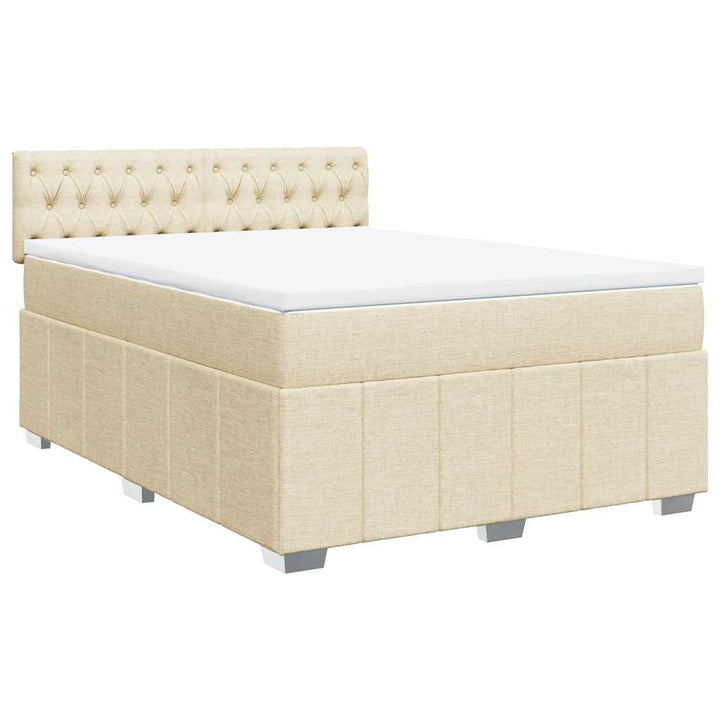 kontinentalseng med madras 140x190 cm stof cremefarvet