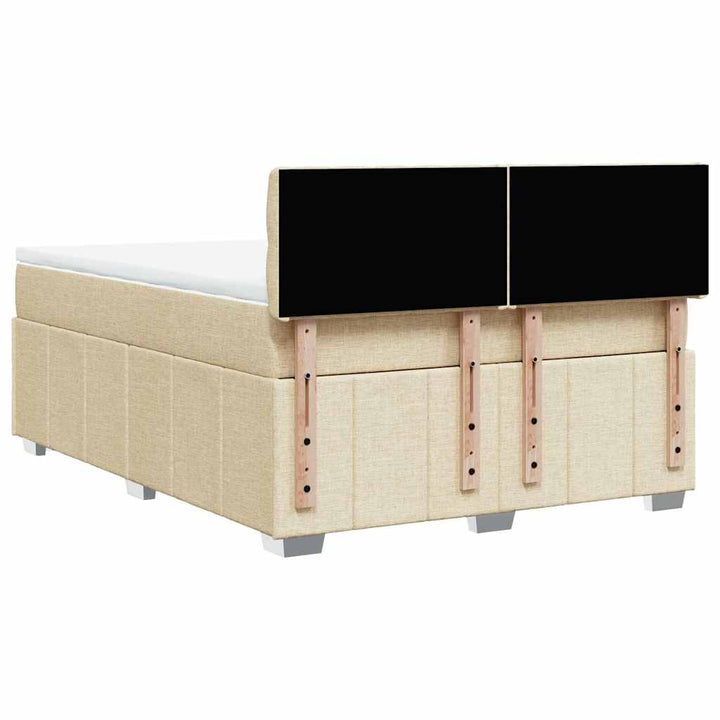 kontinentalseng med madras 140x190 cm stof cremefarvet