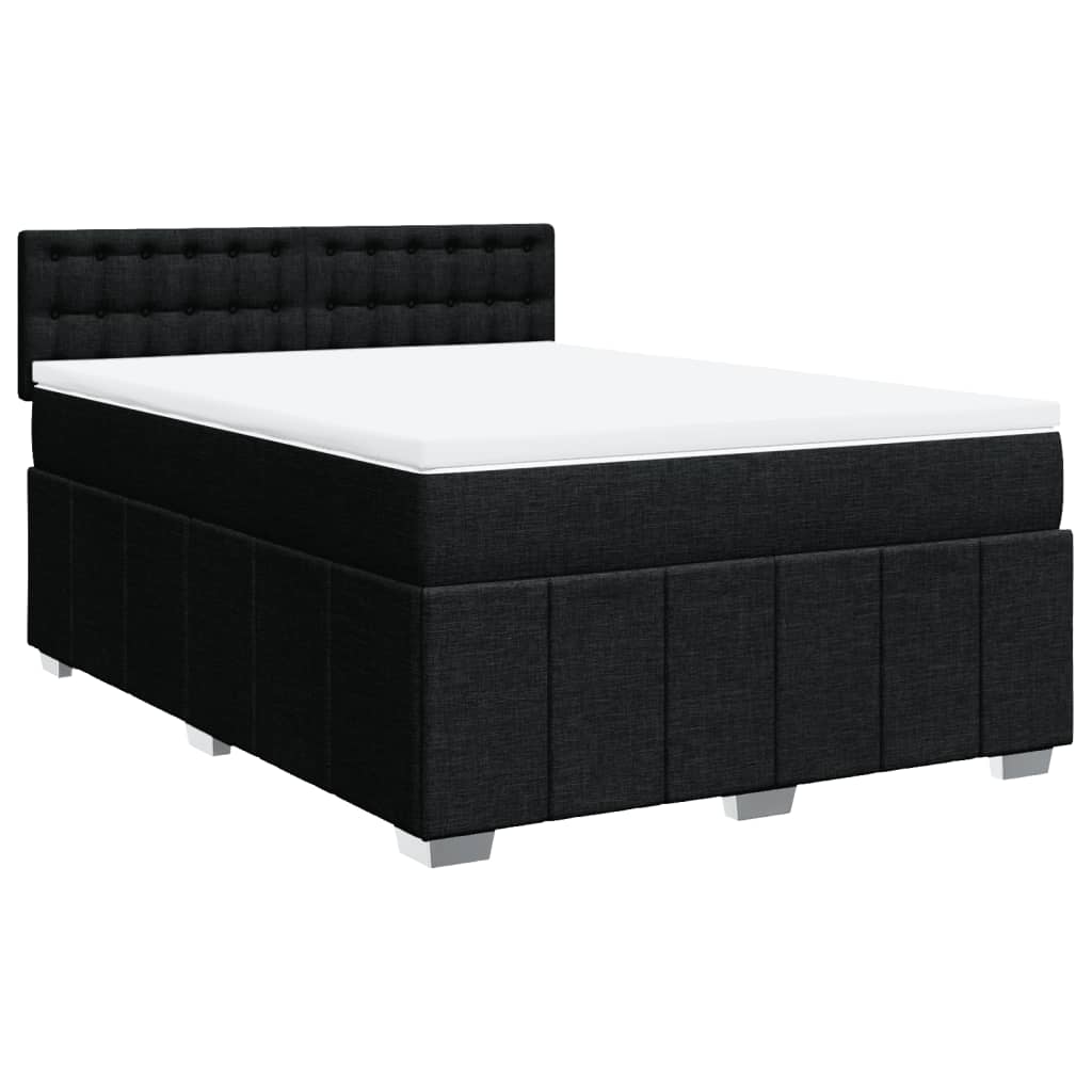 kontinentalseng med madras 140x190 cm stof sort