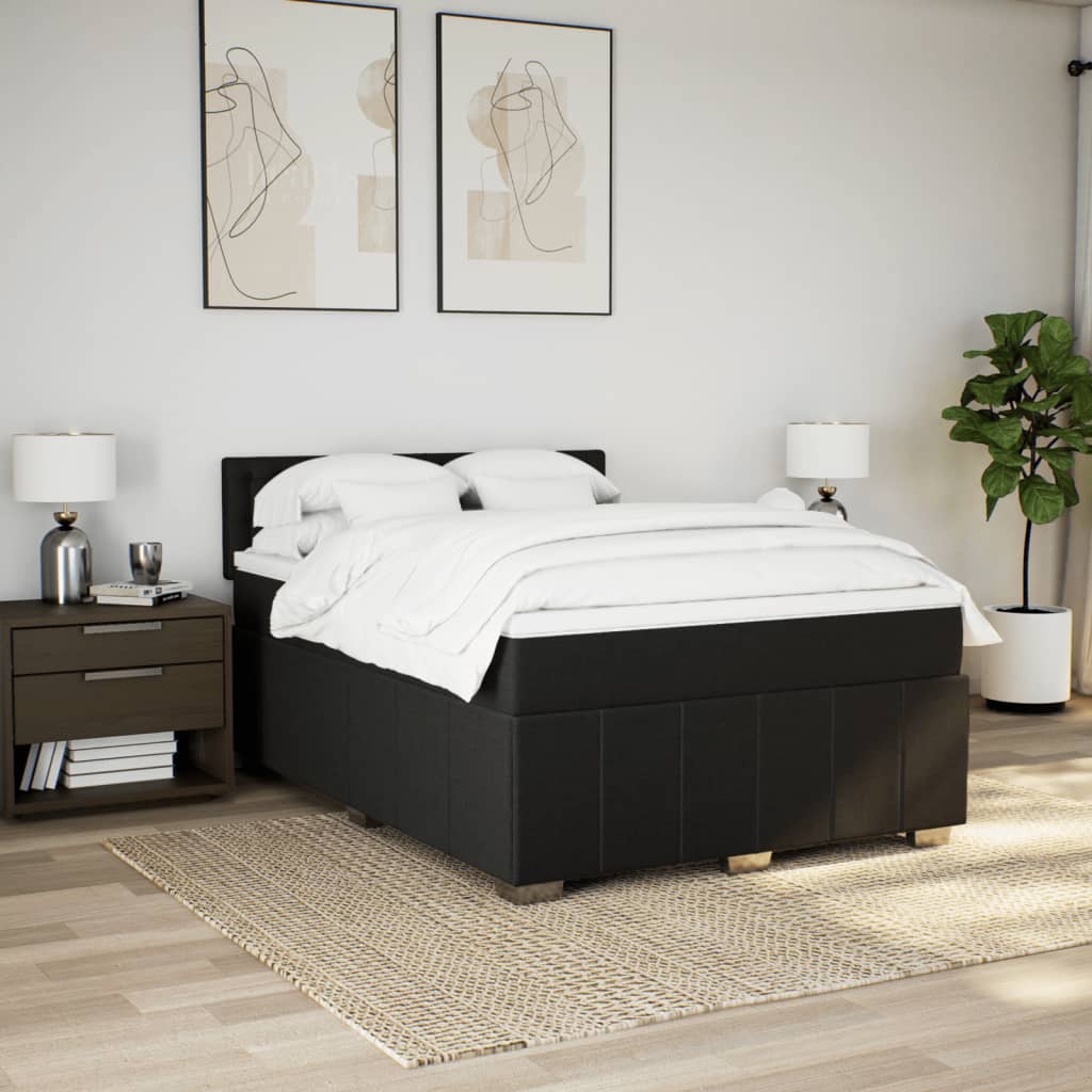 kontinentalseng med madras 140x190 cm stof sort