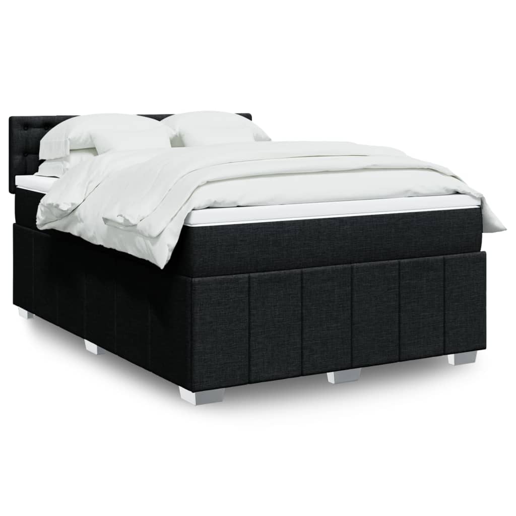 kontinentalseng med madras 140x190 cm stof sort