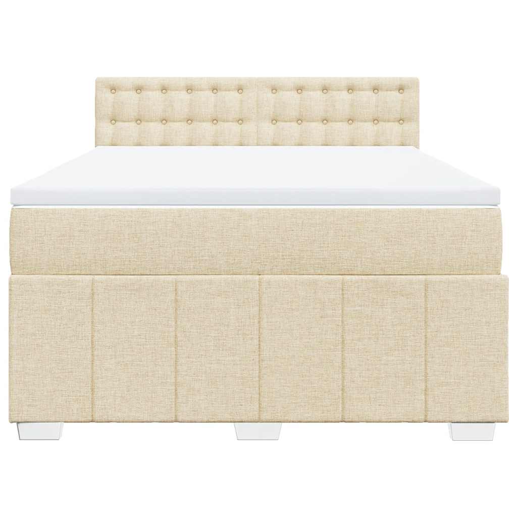 kontinentalseng med madras 140x190 cm stof cremefarvet