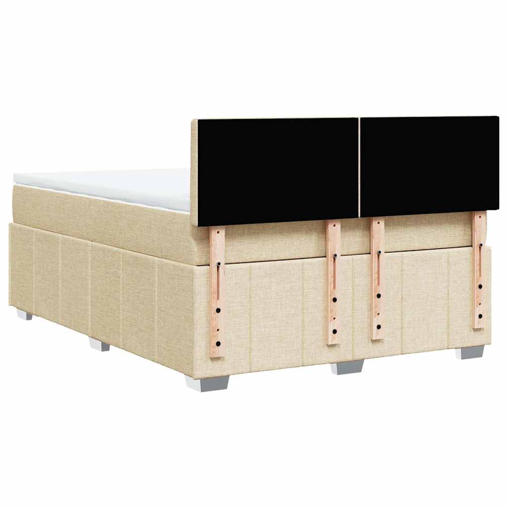 kontinentalseng med madras 140x190 cm stof cremefarvet