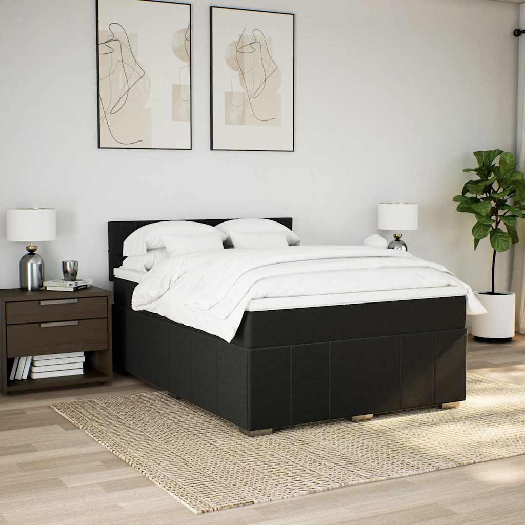 kontinentalseng med madras 140x200 cm stof sort