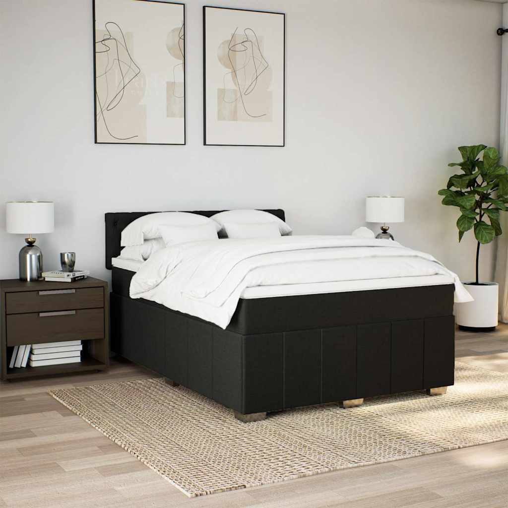 kontinentalseng med madras 140x200 cm stof sort
