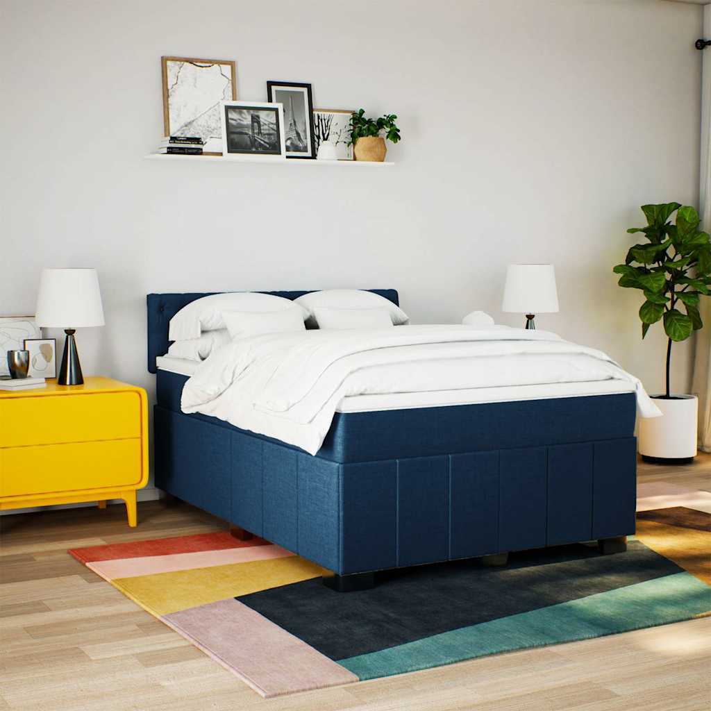 kontinentalseng med madras 140x200 cm stof blå