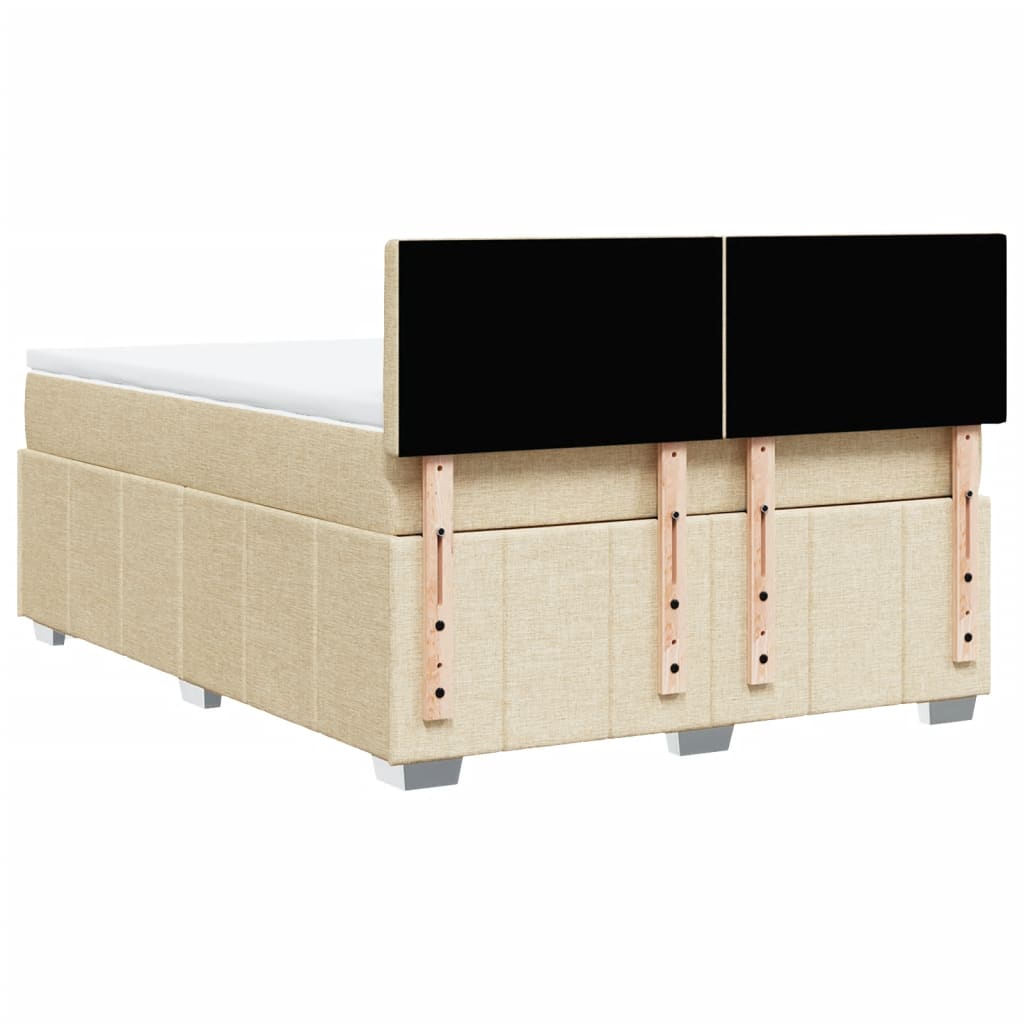 kontinentalseng med madras 140x200 cm stof cremefarvet