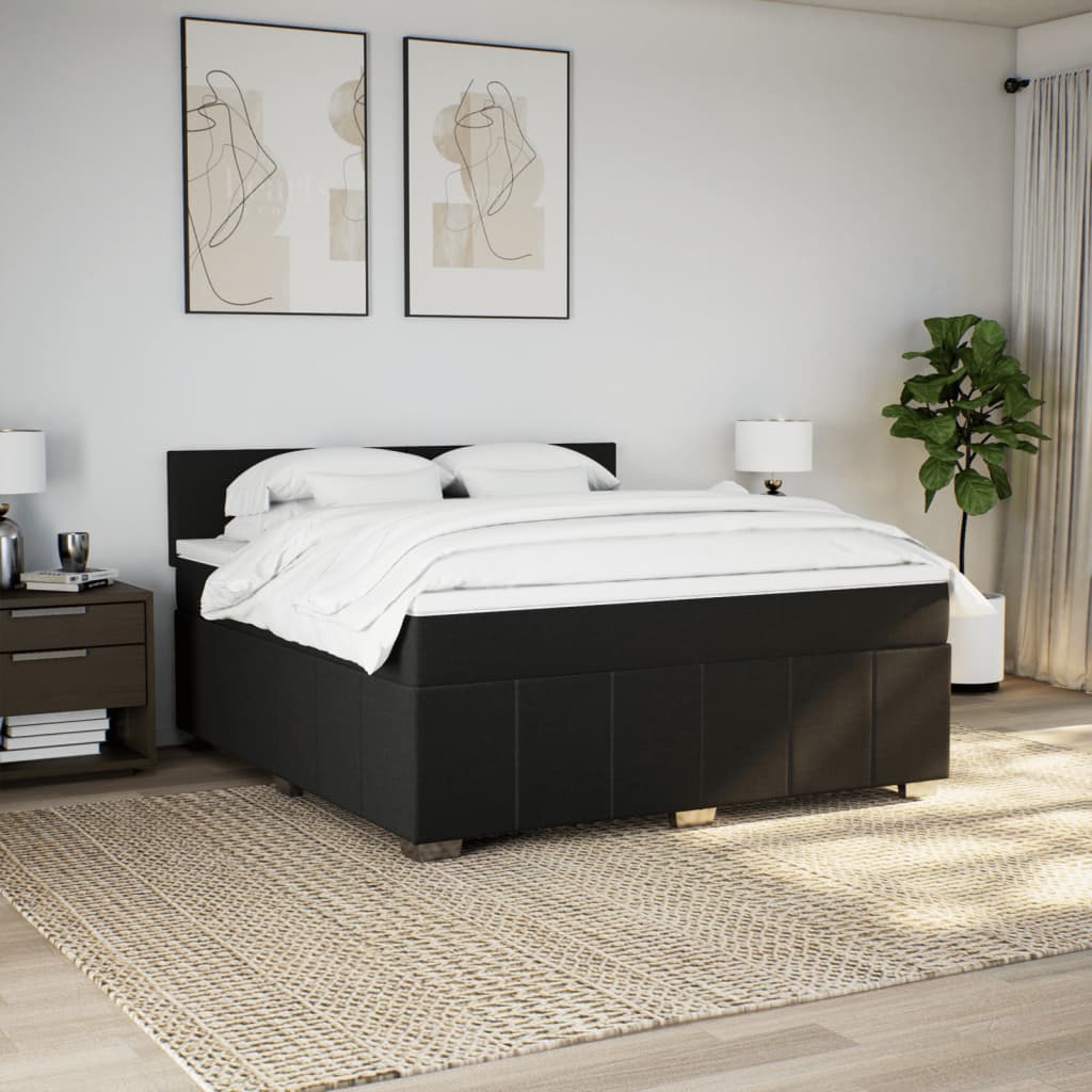 kontinentalseng med madras 180x200 cm stof sort
