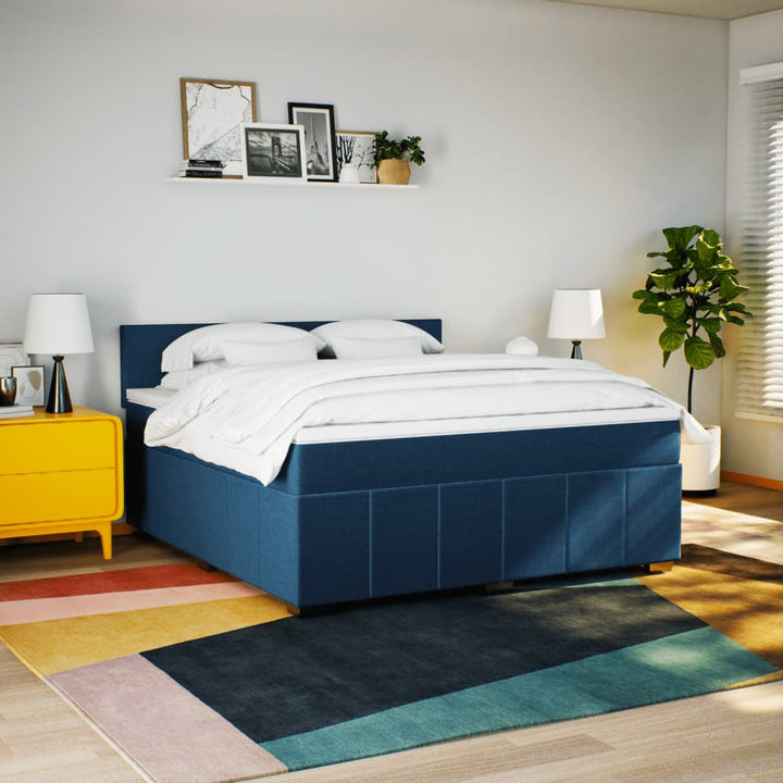 kontinentalseng med madras 180x200 cm stof blå