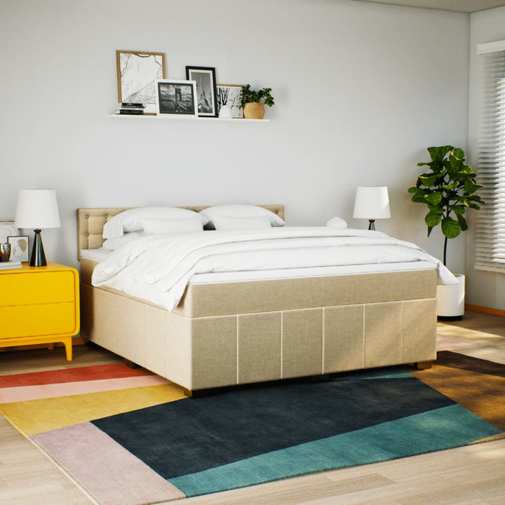 kontinentalseng med madras 180x200 cm stof cremefarvet